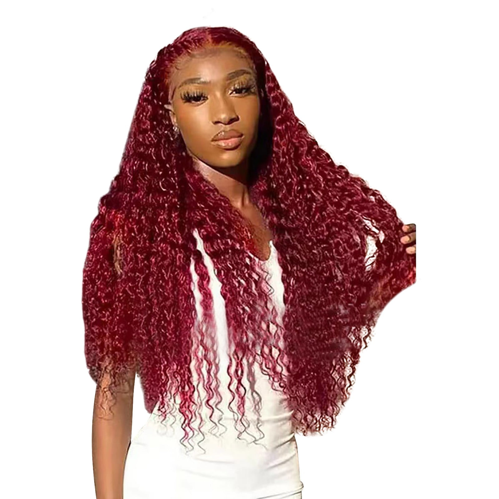 Easter 20Inch Lace Front Wig, Red - Lace Front Wig Transparent Frontal Glueless Human Hair with Baby Pre Plucked Hairline Density Brazilian Wigs for Black Women Red High Temperature Wire Wig St. P