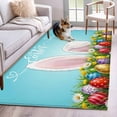 thumbnail image 1 of Easter 3'x5' Washable Rug, Bunny Colorful Eggs Spring Floral Botanical Non-Slip Area Rugs for Entryway Kitchen Classroom, StainResistant Dorm Throw Carpet, Low Pile Soft Indoor Floor Mat, 1 of 9