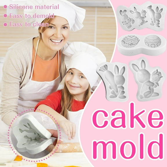 Easter 3D Dinosaur Chocolate Cake Mold Set (4 Pieces),Easter 3D 4 Dinosaur with Pattern Chocolate Three- Cake Mould