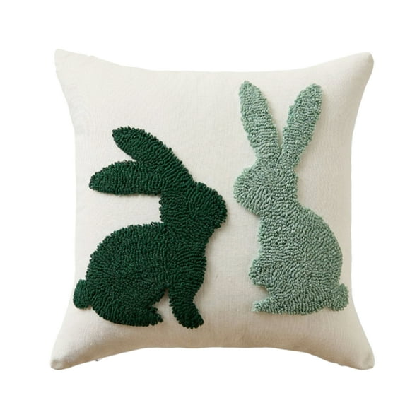 Easter 3D Embroidered Throw Pillow Covers 18x18 - Colorful Plush Bunny Pattern Cushion Covers, Durable Deformation-Resistant Home Decor for Couch Sofa Living Room Bedroom Spring Decor (D)