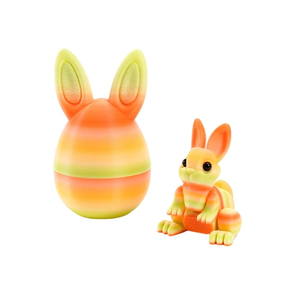 Easter 3D Printed Egg Toys with Rabbit Inside - 4 Pack, Colorful Rainbow Design, Perfect for Easter Egg Hunts, Kids’ Party Favors, Spring Decorations - Boys, Girls, Toddlers, Easter Enthusiasts