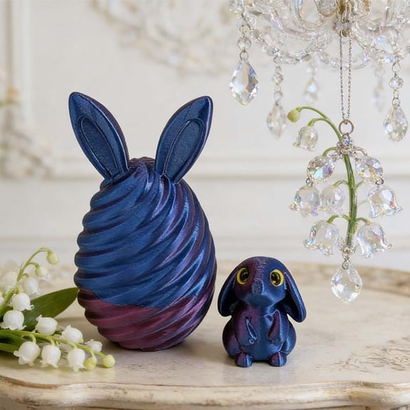 Easter 3D Printed Movable Bunny Inside Egg Gifts Decor - Creative Easter Bunny Egg Ornament, Basket Stuffer & Desk Toy for Kids Adults