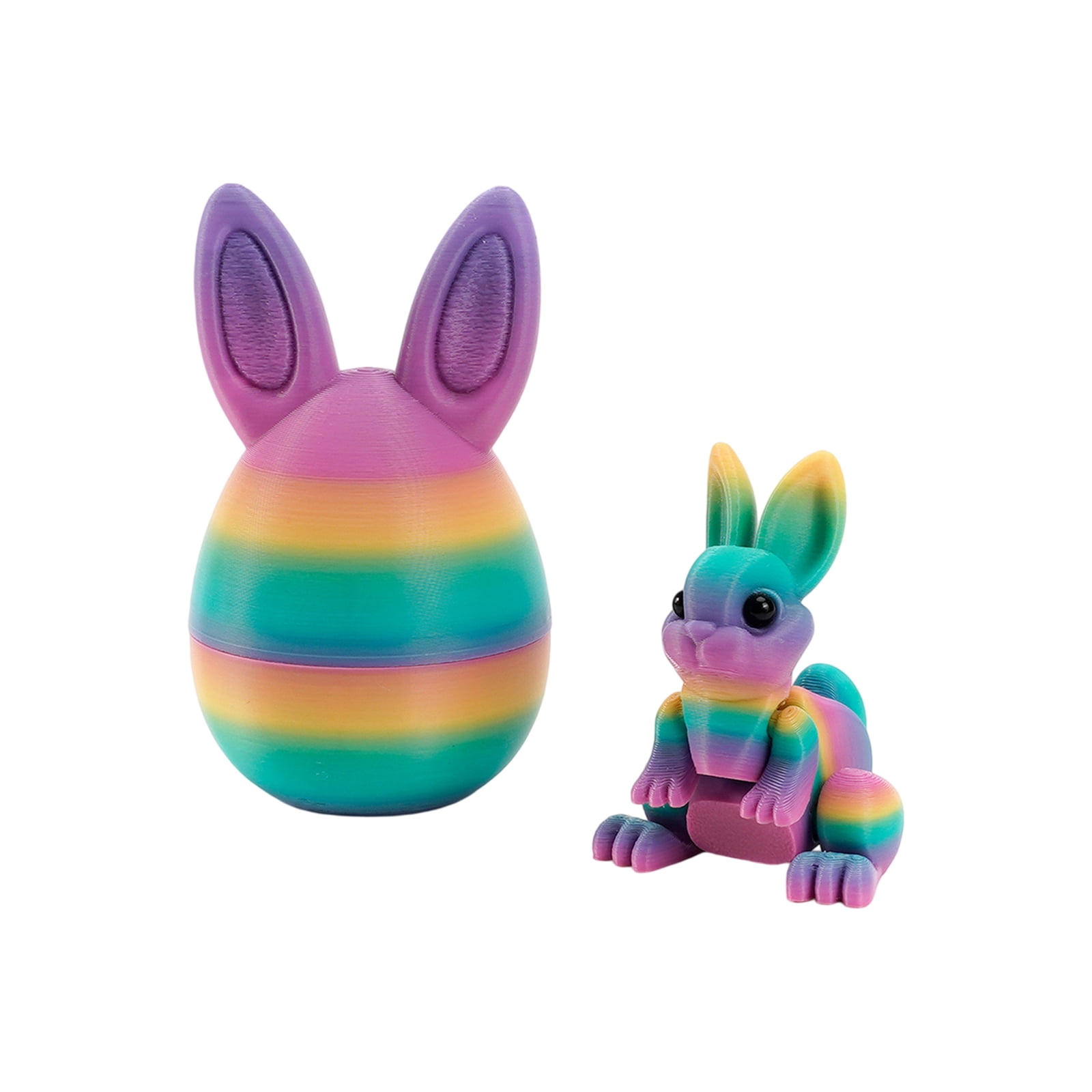 Easter 3D Printed Surprise Eggs with Rabbits - 6 Pack, Colorful Rainbow Design, Perfect for Easter Egg Hunts, Kids’ Party Favors, Home Decor - for Boys, Girls, Toddlers, Easter Celebrations