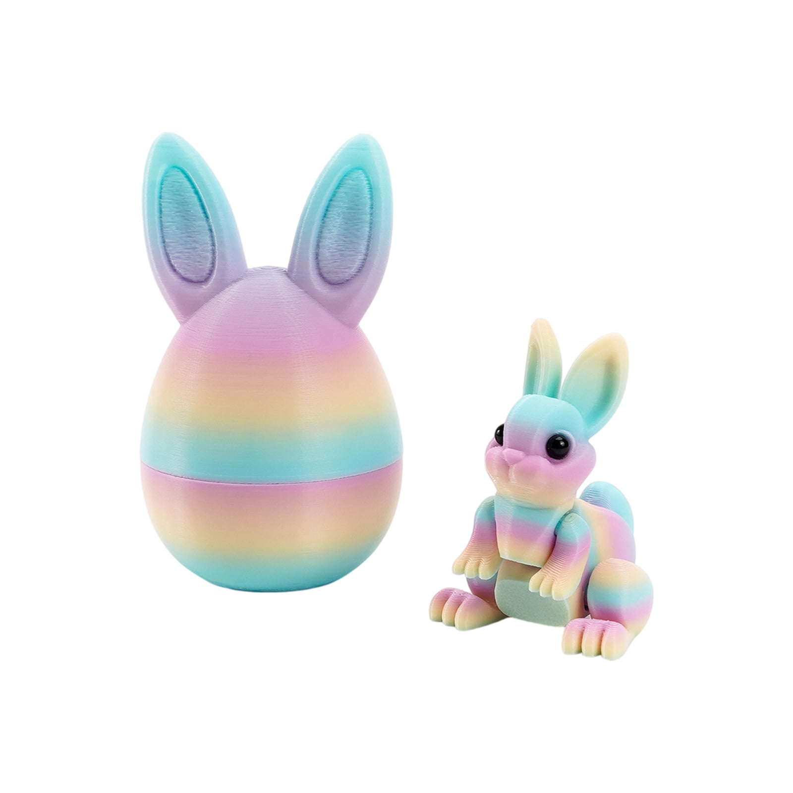 Easter 3D Printed Surprise Eggs with Rabbits - 6 Pack of Colorful Bunny-Contained Eggs for Easter Egg Hunts, Party Favors, Kids’ Gifts
