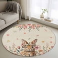 thumbnail image 1 of Easter 3ft Area Rug, Rustic Spring Rabbit Eggs Botanical Florals Herbs Washable Non-Slip Small Round Rugs for Entryway Bedroom Kitchen, Soft Circle Carpet for Dining Room, Playroom Nursery Rug, 1 of 9
