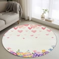 thumbnail image 1 of Easter 3ft Area Rug, Spring Colorful Eggs Love Heart Botanical Flowers Washable Non-Slip Small Round Rugs for Entryway Bedroom Kitchen, Soft Circle Carpet for Dining Room, Playroom Nursery Rug, 1 of 9