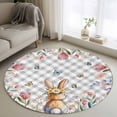 thumbnail image 1 of Easter 3ft Area Rug, Spring Rabbit Butterfly Botanical Florals Grey Plaid Washable Non-Slip Small Round Rugs for Entryway Bedroom Kitchen, Soft Circle Carpet for Dining Room, Playroom Nursery Rug, 1 of 9