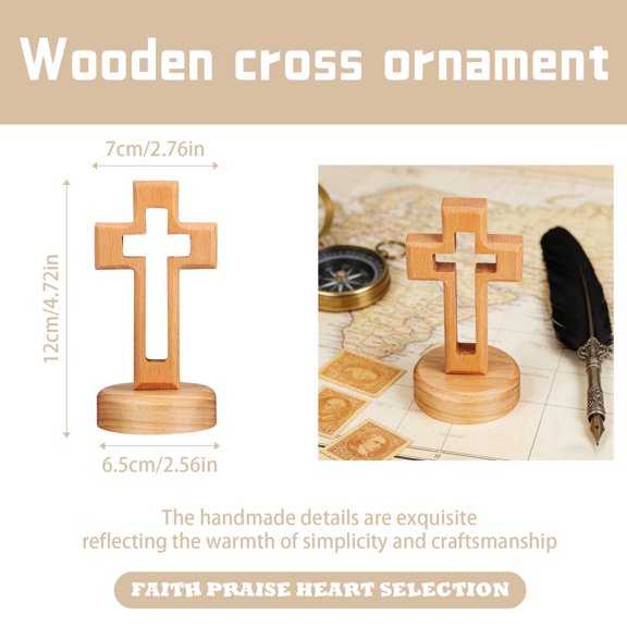 Easter 4.7in Wooden Cross Tabletop Decorations for Home Shelf Display