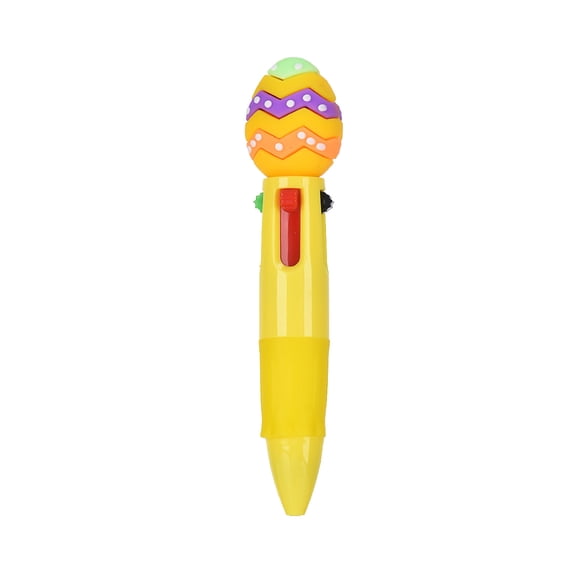 Easter 4 Color Retractable Pen Yellow Cute Easter Egg Design Mini Plastic Ballpoint Pen for Planner Journal Home Office Stationery Smooth Writing Lightweight Portable Easter Gift Accent