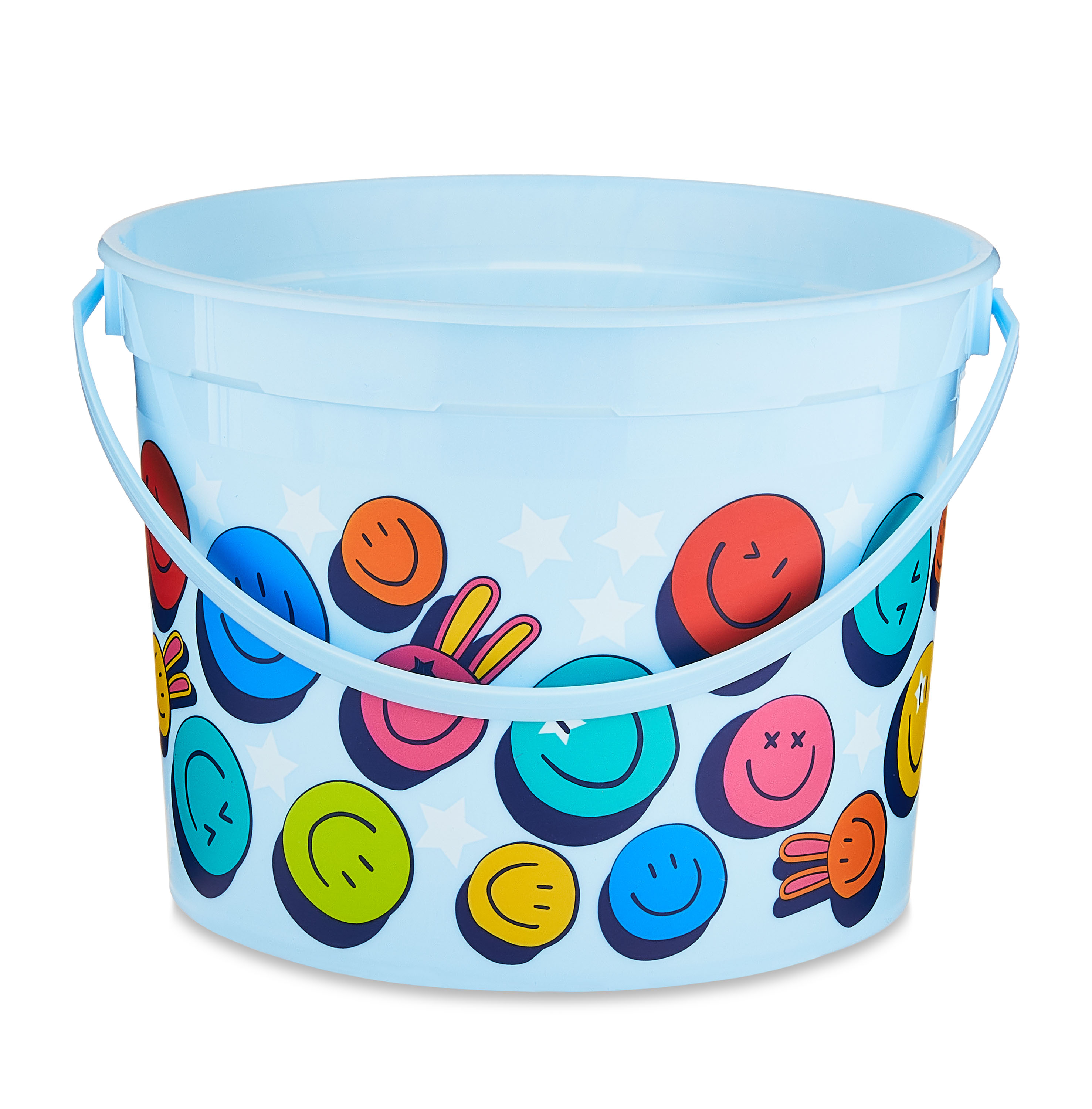 Easter 5-Quart Plastic Bucket, Blue Smileys, by Way To Celebrate - image 1 of 5