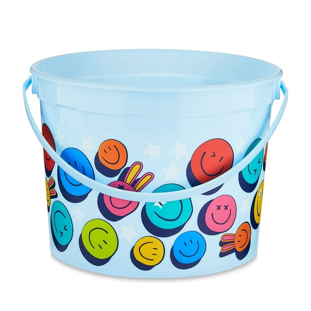 Easter 5-Quart Plastic Bucket, Blue Smileys, by Way To Celebrate