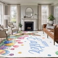thumbnail image 1 of Easter 5'x8' Area Rug for Living Room, Pink Tulip Flowers Spring Watercolor Bunny Floral Washable Non-Slip Rugs for Bedroom Nursery Dining Room, Low-Pile Kitchen Carpet Large Entryway Rugs, 1 of 9