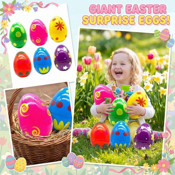 Easter 9.84in Large Fillable Plastic Easter Egg Decorations for Spring Table Centerpiece Party Favor and Holiday Easter Decorations