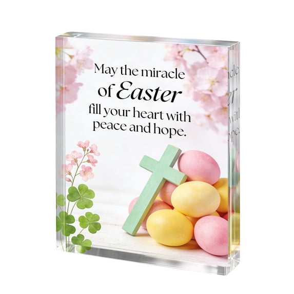 Easter Acrylic Desk Ornament, Cute Easter Decoration for Kids, Clear Acrylic Spring Tabletop Decor for Home Office Classroom, Easter Gift Display Ornament