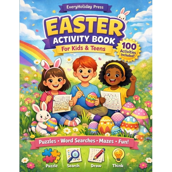 Easter Activity Book for Kids & Teens: Puzzle Book with Mazes, Word Searches & Sudoku, Spring Activity Book, Brain Games, (Paperback)