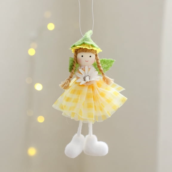 Easter Angel Doll Hanging Decorations, Spring Ornaments for Tree Home Party, Creative Festive Atmosphere Scene Decor, Whimsical Plush Hanging Charms, Yellow
