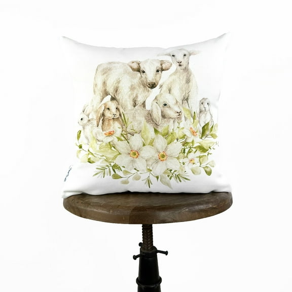 Easter Animals in Flowers | Easter Bunny Throw Pillows | Easter Decorative Pillows | Easter Throw Pillow | Easter Handmade | UniikPillows