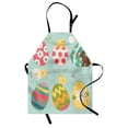 thumbnail image 1 of Easter Apron Easter Eggs with Flowers Zigzags Lines and Polka Dots Pattern Colorful Arrangement, Unisex Kitchen Bib Apron with Adjustable Neck for Cooking Baking Gardening, Multicolor, by Ambesonne, 1 of 3