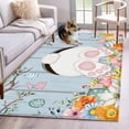 thumbnail image 1 of Easter Area Rug 3x5 Washable Rug Non Slip Spring Watercolor Bunny Eggs Flower Wood Grain Blue Large Area Rug Indoor Floor Carpet for Entryway Bedroom Kitchen Living Room Home Office Dining Room, 1 of 8
