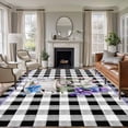 thumbnail image 1 of Easter Area Rug 8x10 Washable Rug Non Slip Spring Bunny Botanical Blooms Flowers Black Plaid Large Area Rug Soft Stainresistant Indoor Floor Carpet for Living Room Bedroom Home Office Dining Room, 1 of 8