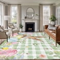 thumbnail image 1 of Easter Area Rug 8x10 Washable Rug Non Slip Spring Bunny Colorful Eggs Floral Leaves Grey Plaid Large Area Rug Soft Stainresistant Indoor Floor Carpet for Living Room Bedroom Home Office Dining Room, 1 of 8