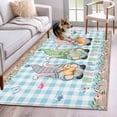 thumbnail image 1 of Easter Area Rugs 3'x5', Washable Small Throw Rugs for Living Room Bedroom, Spring Gnomes Bunny Eggs Flowers Blue Checkered Indoor Outdoor Rug Non-Slip Low Pile Carpet Runner Reversible Floor Mats, 1 of 8