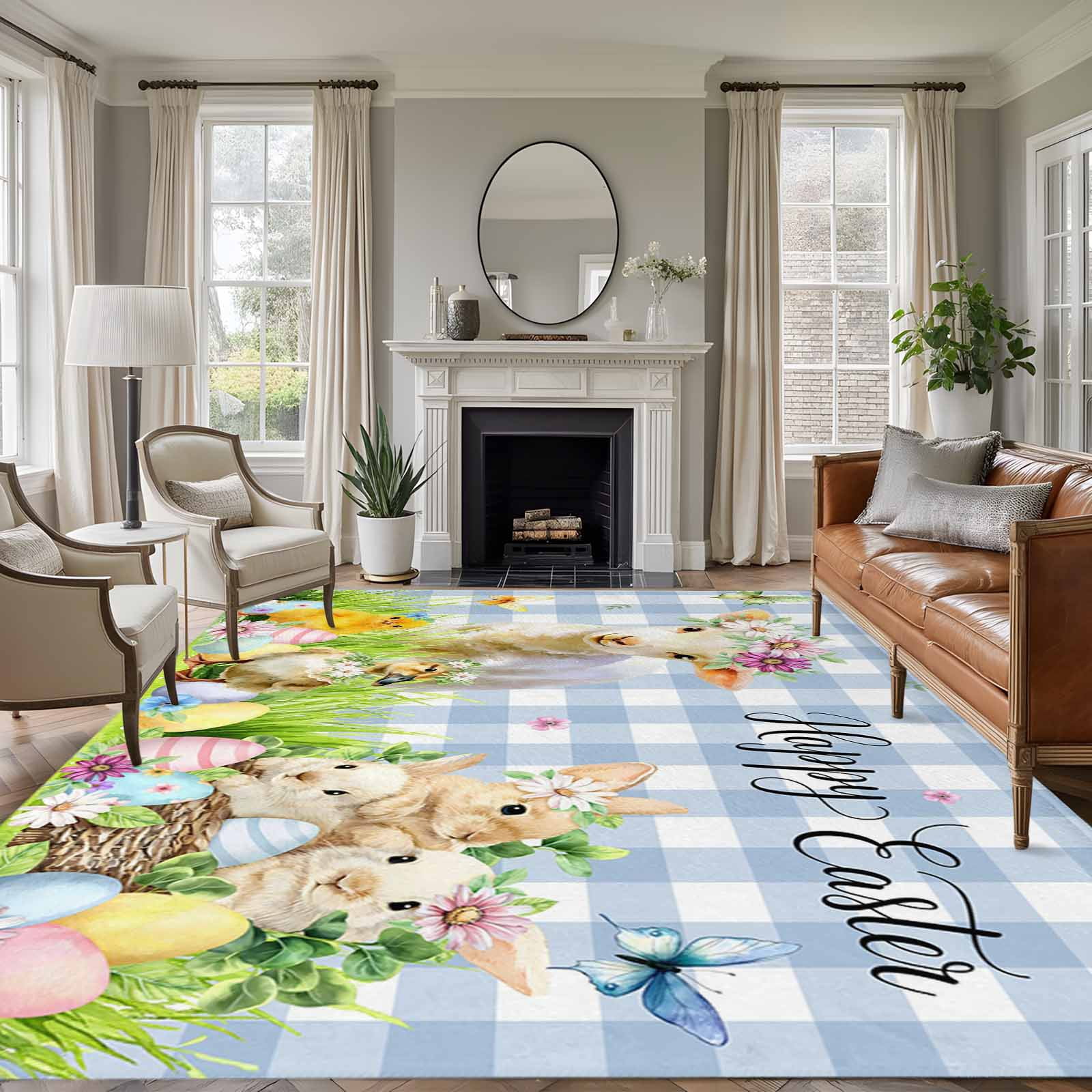 Easter Area Rugs 5'x7', Small Throw Rugs for Laundry Room Playroom ...