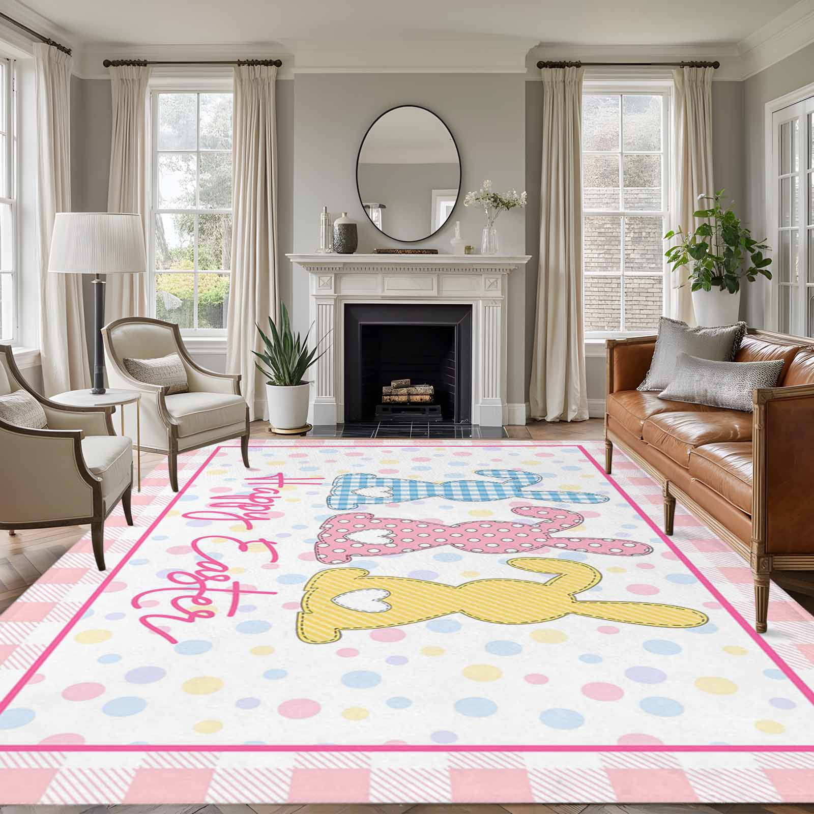 Easter Area Rugs 5'x7', Washable Small Throw Rugs for Laundry Room ...