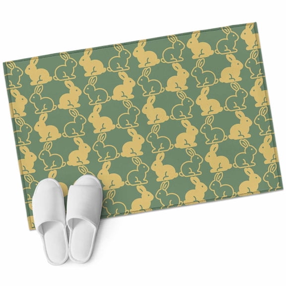 Easter Area Rugs Collection 2'x3', Cute Cartoon Rabbits Bunny Animal Yellow Green Non Slip Indoor Rectangle Throw Runner Rug Floor Mat Carpet for Living Room Dining Table Bedroom Nursery