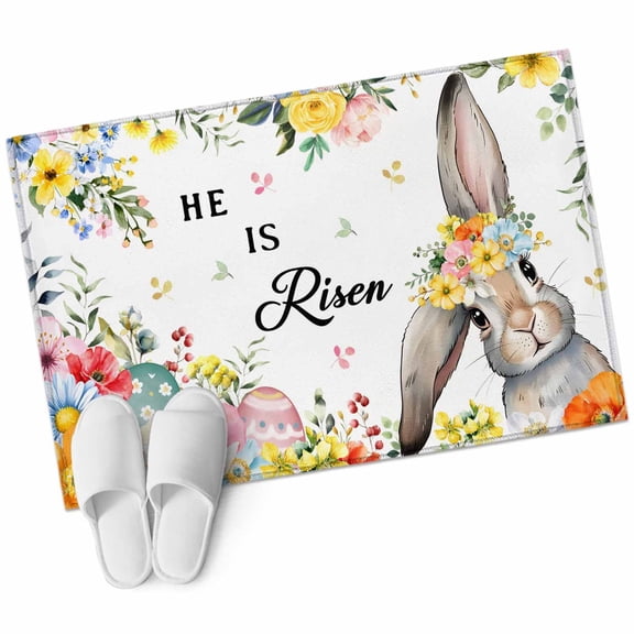 Easter Area Rugs Collection 2'x3', Easter Bunny Spring Watercolor He Is Risen Flowers Non Slip Indoor Rectangle Throw Runner Rug Floor Mat Carpet for Living Room Dining Table Bedroom Nursery