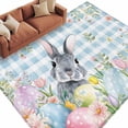 thumbnail image 1 of Easter Area Rugs Collection 5'x8', Spring Rabbit Eggs Flowers Herbs Blue Plaid Non Slip Indoor Rectangle Throw Runner Rug Floor Mat Carpet for Living Room Dining Table Bedroom Nursery, 1 of 9