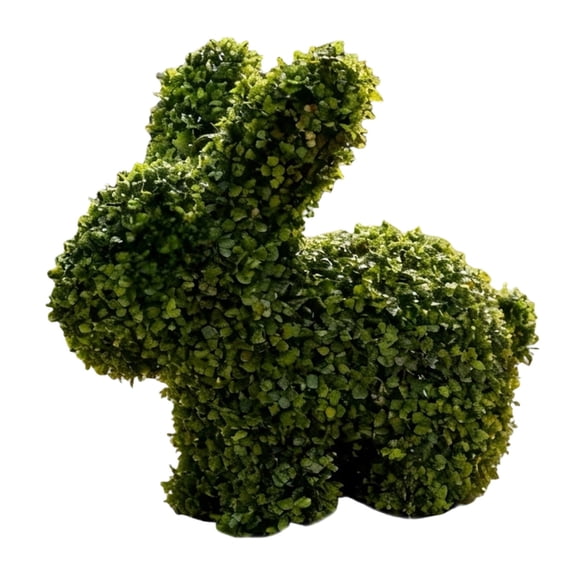 Easter Artificial Boxwood Easter Bunny Topiary, Green, 17.7"x13.7", Easter Artificial Plants Bunny Ornaments for Garden Front Porch Decor