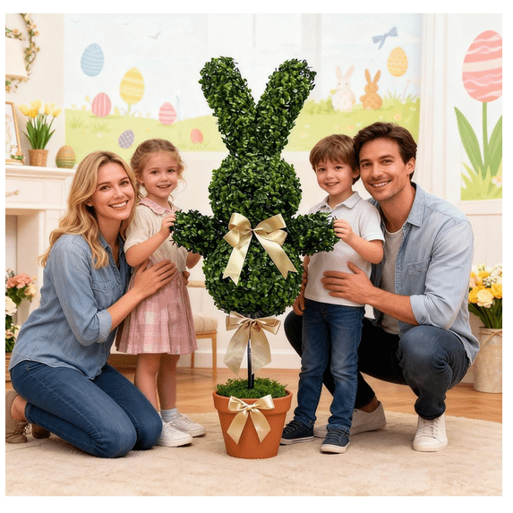 Easter Artificial Bunny Tree Easter Decor, Fake Easter Bunnies Plant Outdoor Garden Spring Decors for Garden Front Porch Decorations