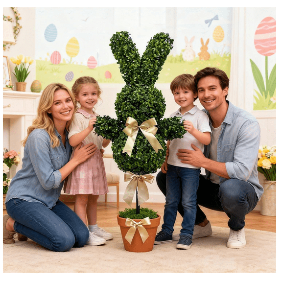 Easter Artificial Bunny Tree Easter Decor, Fake Easter Bunnies Plant Outdoor Garden Spring Decors for Garden Front Porch Decorations