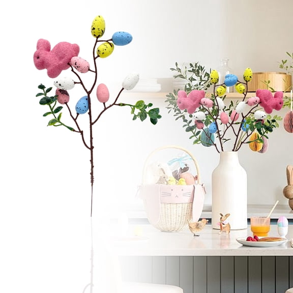 Easter Artificial Eggs Pick Flower Arrangement Accessories Decorative Egg Picks for Spring Holiday Indoor Tabletop Vase Shelf Home Decoration