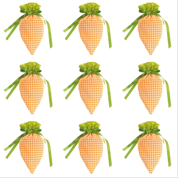 Easter Artificial Fabric Carrots - 10/20/30 PCS Plaid Print Mini Carrot Hanging Ornaments for Easter DIY Decor, Primitive Farmhouse & Party Craft Decorations