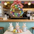 thumbnail image 1 of Easter Artificial Flower Wreath – Colorful Egg & Bow Garland for Tabletop or Hanging Display – Spring Candlestick-Inspired Decoration for Indoor Outdoor Use, 1 of 5