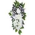 thumbnail image 1 of Easter Artificial Teardrop Swag Wreath - Spring Summer Artificial Hydrangea Wreath for Front Door, Wall, Window Home Decor, Easter St. Patrick's Day Theme Party Home Decor, 1 of 12