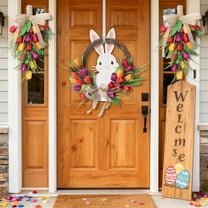 Easter Artificial Tulip Wreath - Upside-Down Door Knocker Home Decoration, Holiday Spring Flower Wreath for Entryway, Door & Holiday Celebrations, Durable Fake Floral Ornaments, 8.66*15.74in
