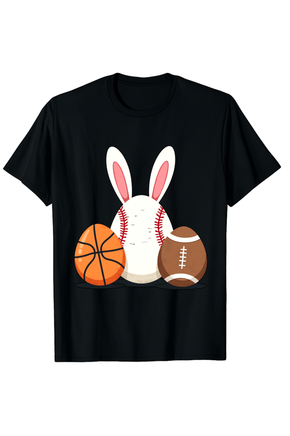 Easter Athletic Balls Rabbit Match Graphic Novelty Short Sleeve T-Shirt for Women Men Weekend Casual Present
