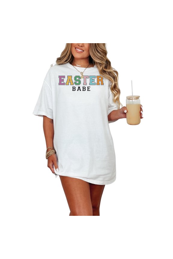 Easter Babe, Easter day or Sunday Party Favor, Souvenir or, White Comfort Colors T-Shirt, Medium