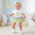 thumbnail image 1 of Easter Baby Girl Outfit Bunny Egg Print Romper Dress with Bow Headband 2Pcs Set Girls Outfits White1 0-3 Months, 1 of 7