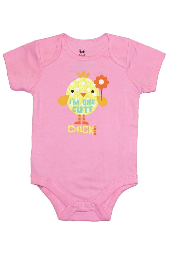 Easter Baby Girls I'm One Cute Chick Bodysuit (6-9 Months)