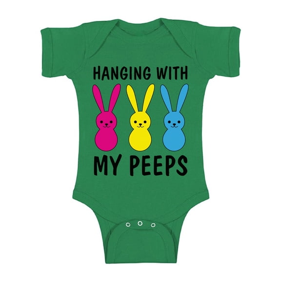 Easter Baby Outfit Hanging with My Peeps Romper for Easter Baby Girls Boys 18M 12M 6 Month Newborn Bunny Clothes