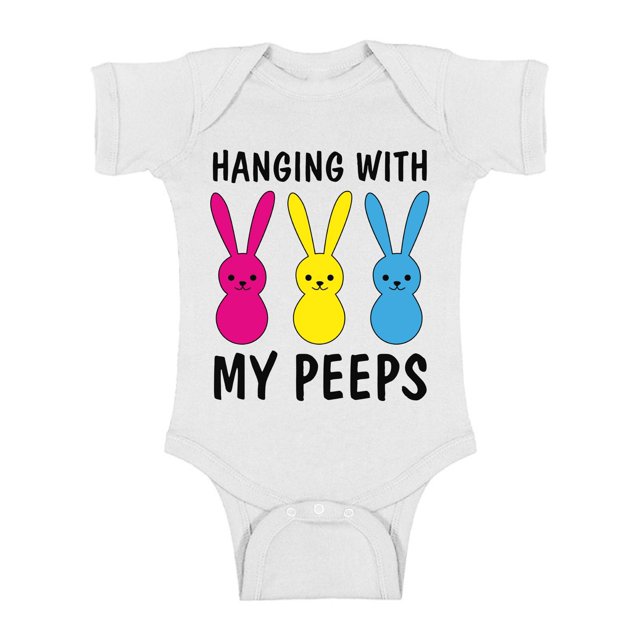 Easter Baby Outfit Hanging with My Peeps Romper for Easter Baby Girls