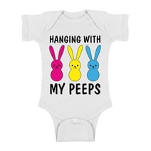 Easter Baby Outfit Hanging with My Peeps Romper for Easter Baby Girls Boys 18M 12M 6 Month Newborn Bunny Clothes