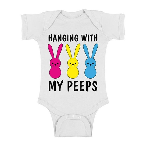 Easter Baby Outfit Hanging with My Peeps Romper for Easter Baby Girls Boys 18M 12M 6 Month Newborn Bunny Clothes