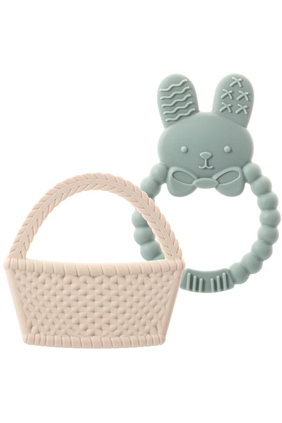 Easter Baby Teether Set Easter Bunny & Easter Basket Silicone Teethers, Cute Teething Toys Perfect Easter Gift Set for Soothing Babies Gums Boy & Girl