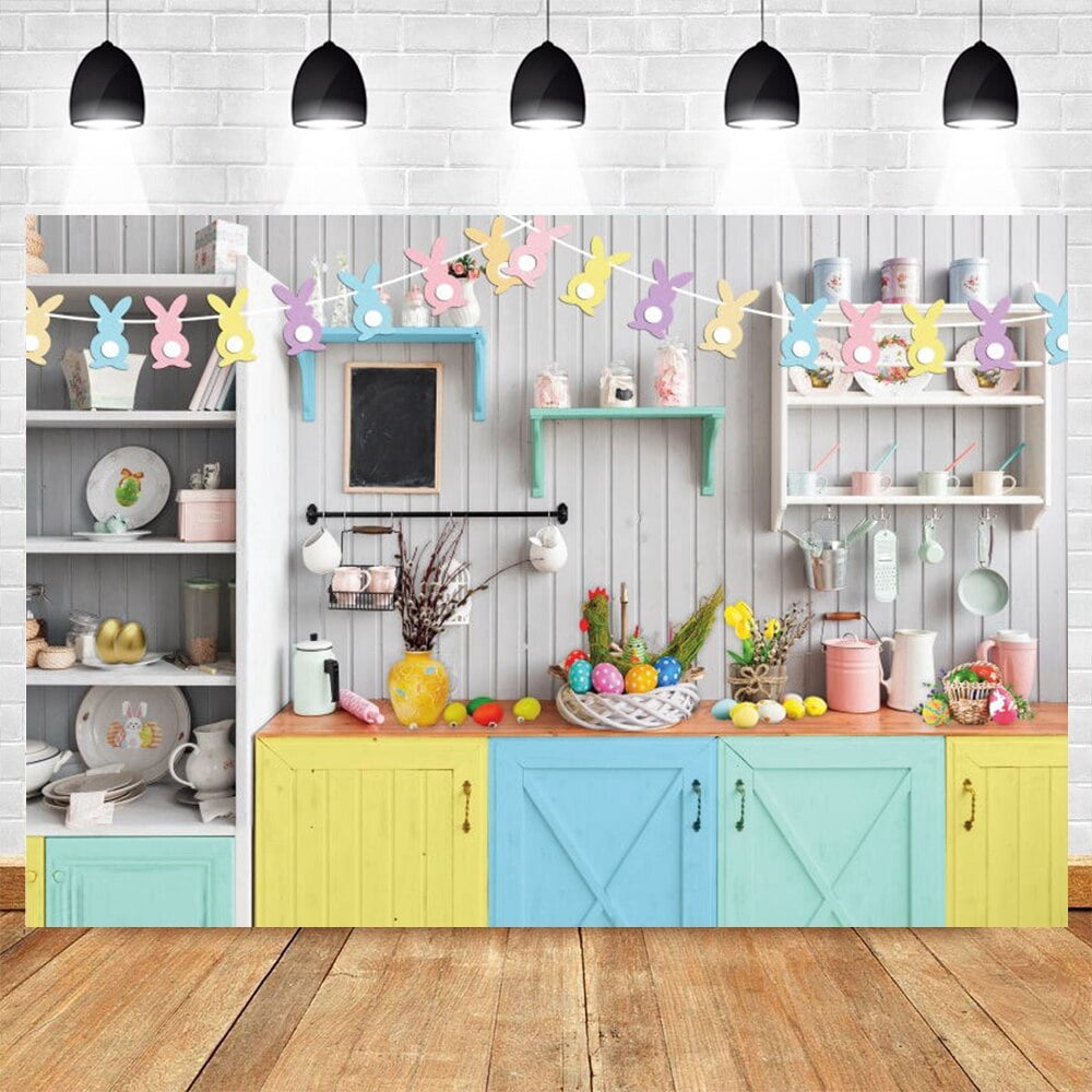 Easter Backdrop Eggs Kitchen Photography Background Rabbit Bunny ...