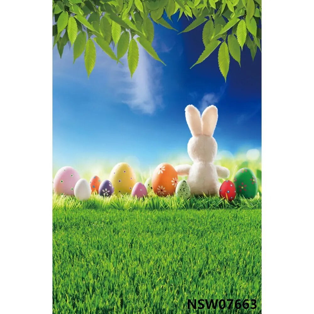 Easter Backdrops Spring Scenery Flowers Bunny Rabbit Easter Eggs Baby ...